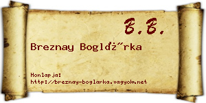 Breznay Boglárka névjegykártya
